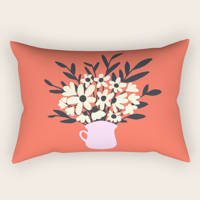 Retro 70s Spooky Flower Vase Rectangular Pillow Gallery Image 2