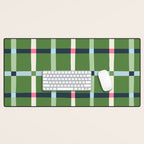 Windowpane Plaid Blue Pink on Green Desk Mat Gallery Image 1