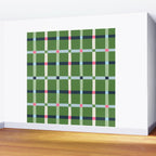 Windowpane Plaid Blue Pink on Green Wall Mural Gallery Image 2