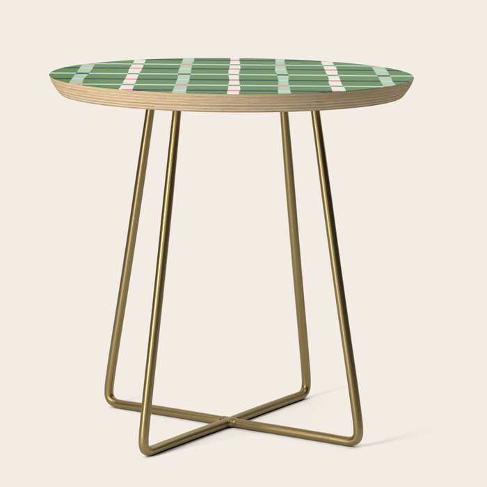 Windowpane Plaid Blue Pink on Green Side Table Gallery Image 1
