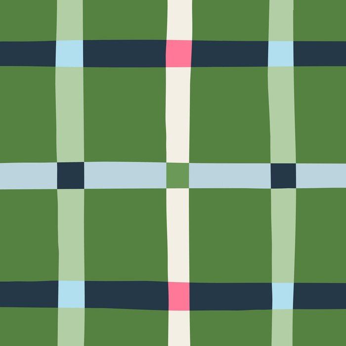 Windowpane Plaid Blue Pink on Green Coffee Mug Gallery Image 2