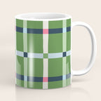 Windowpane Plaid Blue Pink on Green Coffee Mug Gallery Image 1