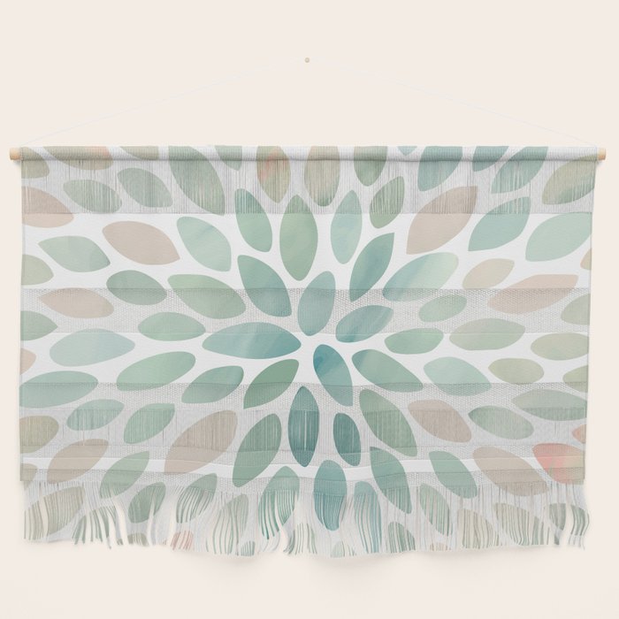 Floral Bloom, Abstract Watercolor, Coral, Peach, Green, Floral Prints Wall Hanging Gallery Image 1