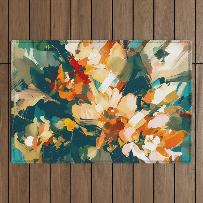 Abstract Floral Splashes Outdoor Rug Gallery Image 1