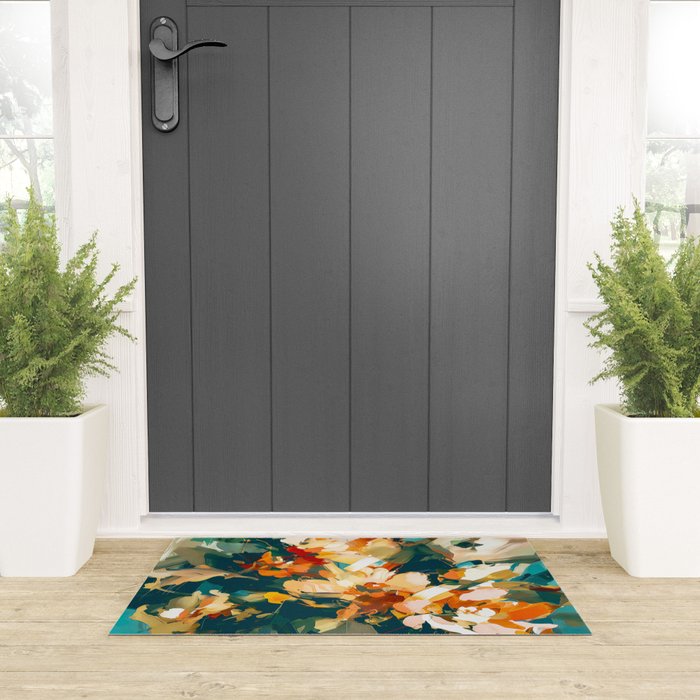 Abstract Floral Splashes Welcome Mat Gallery Image 3