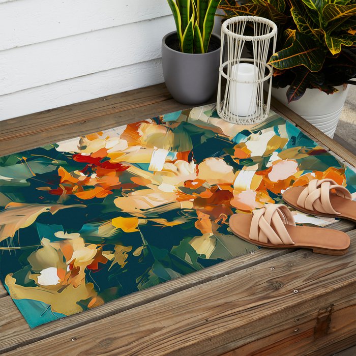 Abstract Floral Splashes Outdoor Rug Gallery Image 2