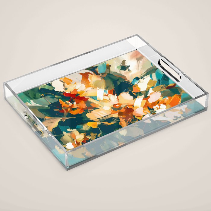 Abstract Floral Splashes Acrylic Tray Gallery Image 1