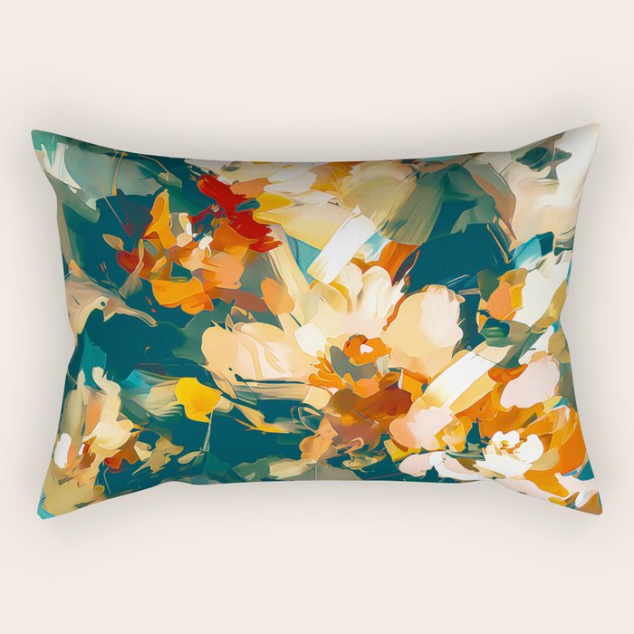 Abstract Floral Splashes Rectangular Pillow Gallery Image 1