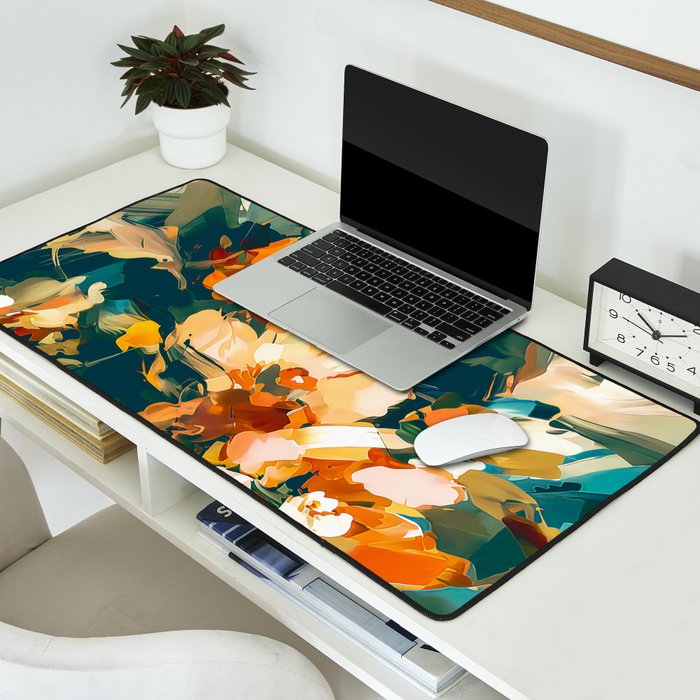 Abstract Floral Splashes Desk Mat Gallery Image 2