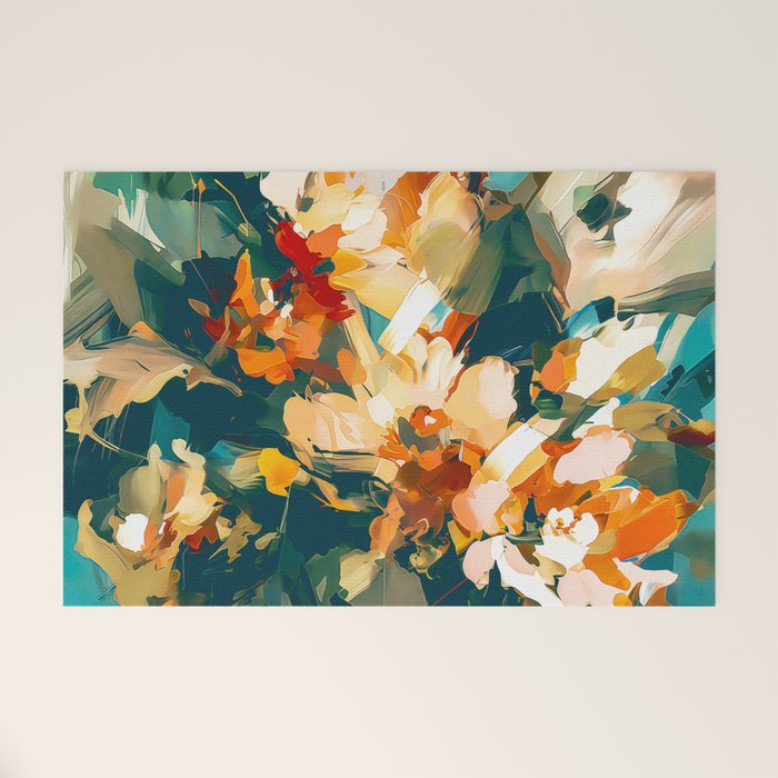 Abstract Floral Splashes Welcome Mat Gallery Image 1