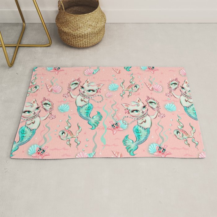 Merkittens with Pearls on blush Rug Gallery Image 1