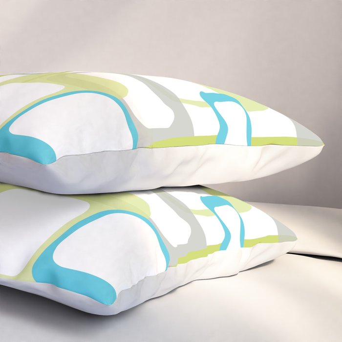 Mid-Century Modern Rectangle Design Blue Green and Gray Pillow Sham Gallery Image 3