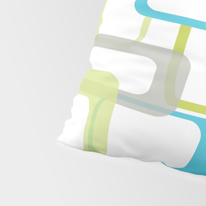 Mid-Century Modern Rectangle Design Blue Green and Gray Pillow Sham Gallery Image 4