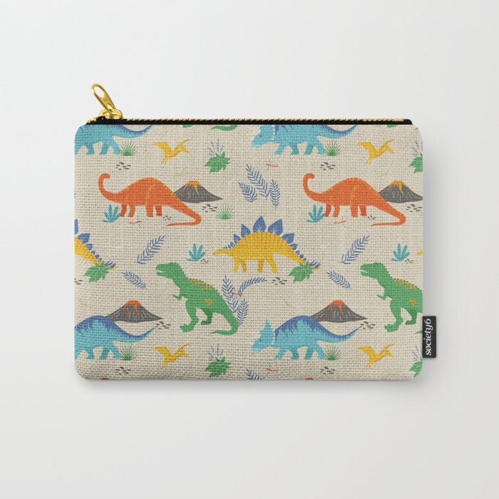 Jurassic Dinosaurs in Primary Colors Carry All Pouch Gallery Image 1