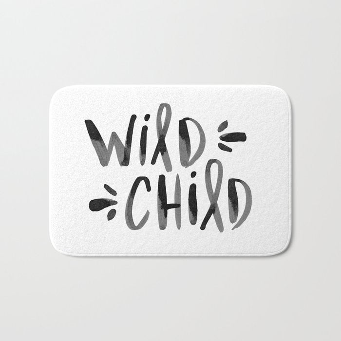 Wild Child - Black Bath Mat Gallery Image 1