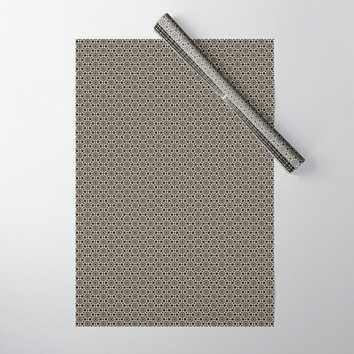 Monochrome Floral Geometric Pattern Wrapping Paper Gallery Image 1
