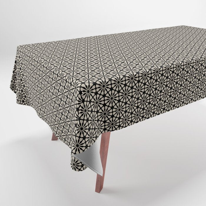 Monochrome Floral Geometric Pattern Tablecloth Gallery Image 1