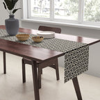 Monochrome Floral Geometric Pattern Table Runner Gallery Image 2
