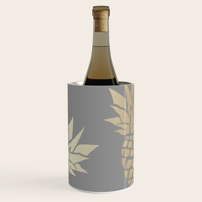 Glam Pineapple Art in Gray and Gold Wine Chiller Gallery Image 1