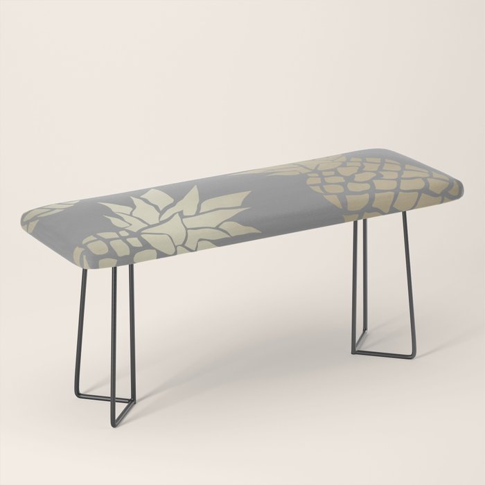 Glam Pineapple Art in Gray and Gold Bench Gallery Image 1