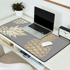 Glam Pineapple Art in Gray and Gold Desk Mat Gallery Image 2