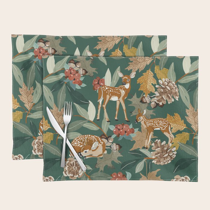 Deer in the autumn nature 22 Placemat