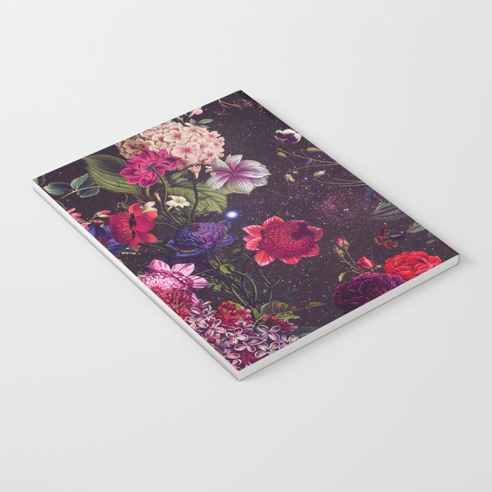 Astro Garden - Space, Stars, Purple, Red, Pink, Blossom, Vibrant, Flower Garden Notebook Gallery Image 3