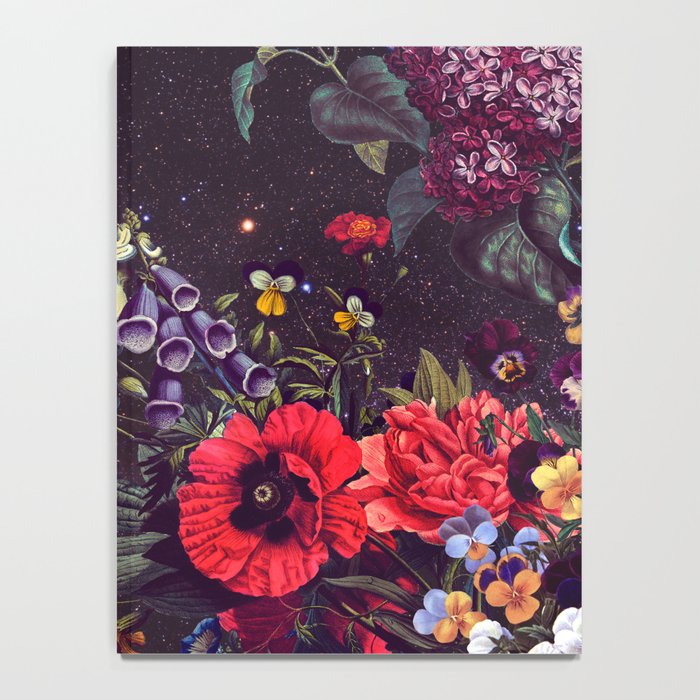 Astro Garden - Space, Stars, Purple, Red, Pink, Blossom, Vibrant, Flower Garden Notebook Gallery Image 4