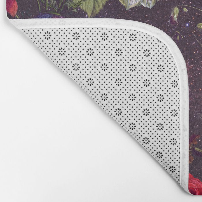 Astro Garden - Space, Stars, Purple, Red, Pink, Blossom, Vibrant, Flower Garden Bath Mat Gallery Image 2