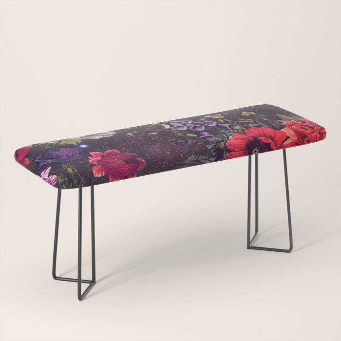 Astro Garden - Space, Stars, Purple, Red, Pink, Blossom, Vibrant, Flower Garden Bench Gallery Image 1