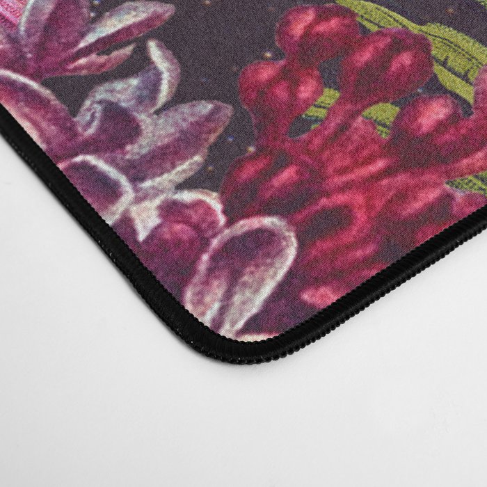 Astro Garden - Space, Stars, Purple, Red, Pink, Blossom, Vibrant, Flower Garden Desk Mat Gallery Image 4