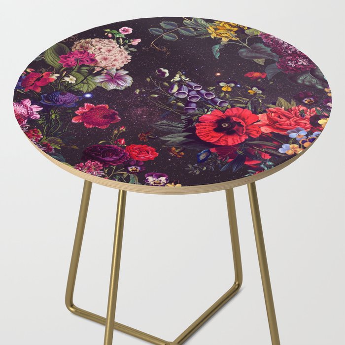 Astro Garden - Space, Stars, Purple, Red, Pink, Blossom, Vibrant, Flower Garden Side Table Gallery Image 2
