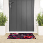 Astro Garden - Space, Stars, Purple, Red, Pink, Blossom, Vibrant, Flower Garden Welcome Mat Gallery Image 3