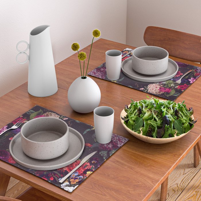 Astro Garden - Space, Stars, Purple, Red, Pink, Blossom, Vibrant, Flower Garden Placemat Gallery Image 2