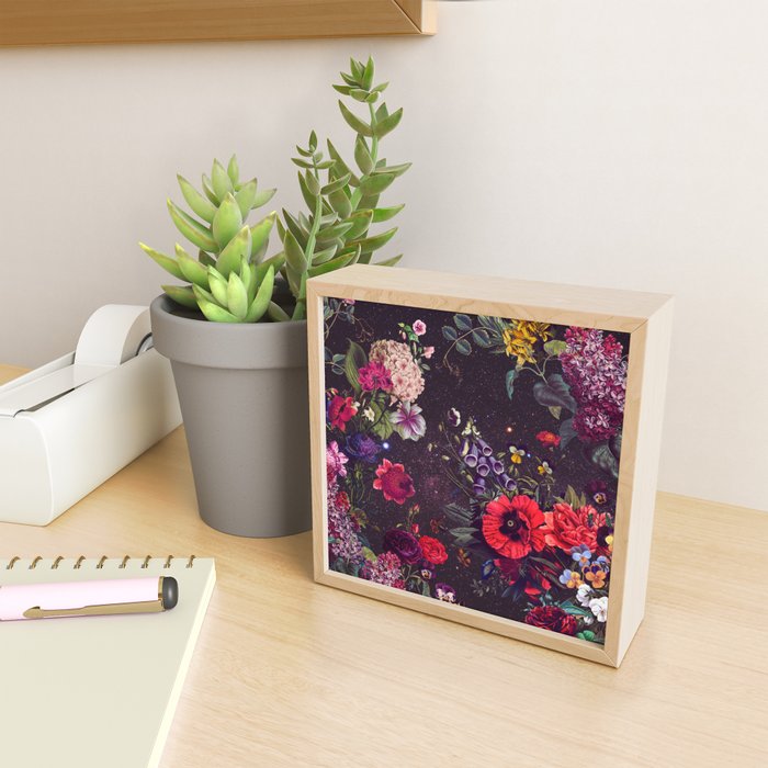 Astro Garden - Space, Stars, Purple, Red, Pink, Blossom, Vibrant, Flower Garden Mini Art Print Gallery Image 2