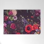 Astro Garden - Space, Stars, Purple, Red, Pink, Blossom, Vibrant, Flower Garden Welcome Mat Gallery Image 1