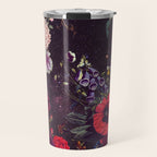 Astro Garden - Space, Stars, Purple, Red, Pink, Blossom, Vibrant, Flower Garden Travel Mug Gallery Image 1