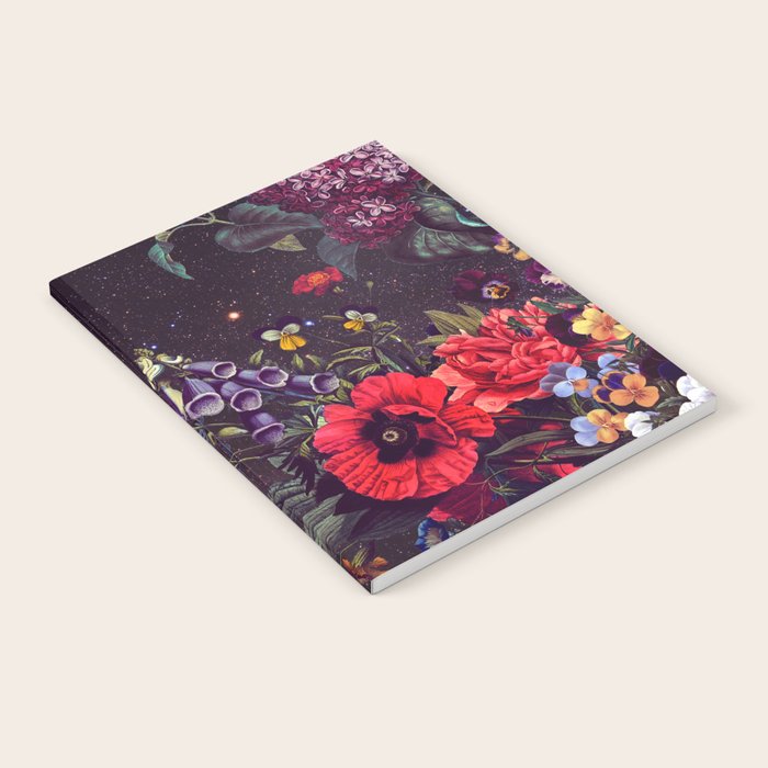 Astro Garden - Space, Stars, Purple, Red, Pink, Blossom, Vibrant, Flower Garden Notebook Gallery Image 2