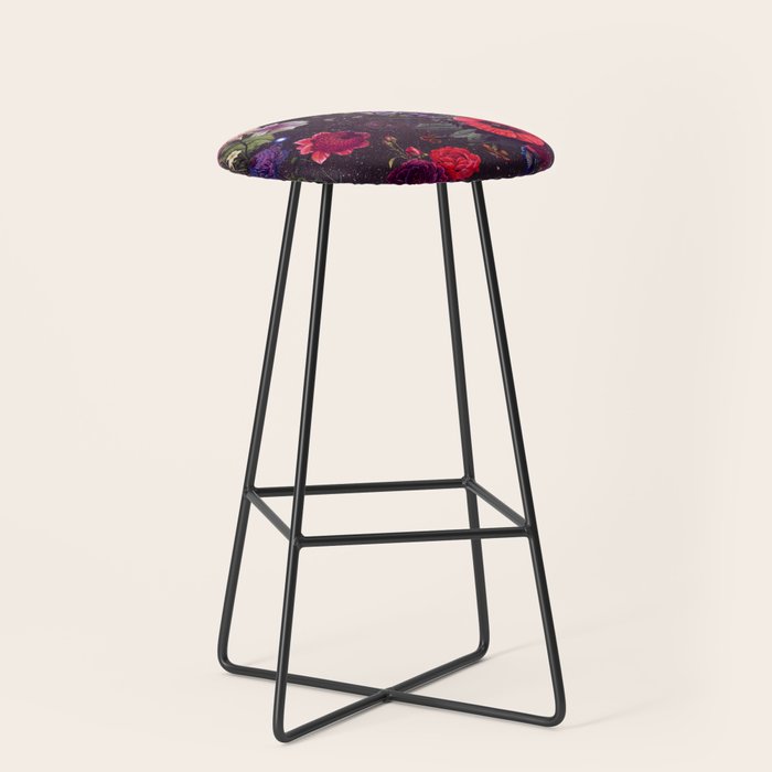 Astro Garden - Space, Stars, Purple, Red, Pink, Blossom, Vibrant, Flower Garden Stool Gallery Image 1