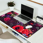 Astro Garden - Space, Stars, Purple, Red, Pink, Blossom, Vibrant, Flower Garden Desk Mat Gallery Image 2