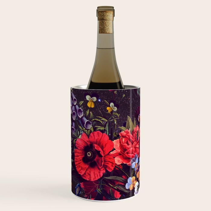 Astro Garden - Space, Stars, Purple, Red, Pink, Blossom, Vibrant, Flower Garden Wine Chiller Gallery Image 3