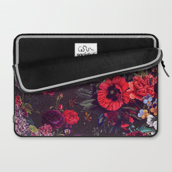 Astro Garden - Space, Stars, Purple, Red, Pink, Blossom, Vibrant, Flower Garden Laptop Sleeve Gallery Image 2