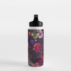 Astro Garden - Space, Stars, Purple, Red, Pink, Blossom, Vibrant, Flower Garden Water Bottle Gallery Image 3