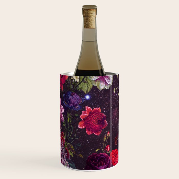 Astro Garden - Space, Stars, Purple, Red, Pink, Blossom, Vibrant, Flower Garden Wine Chiller Gallery Image 2
