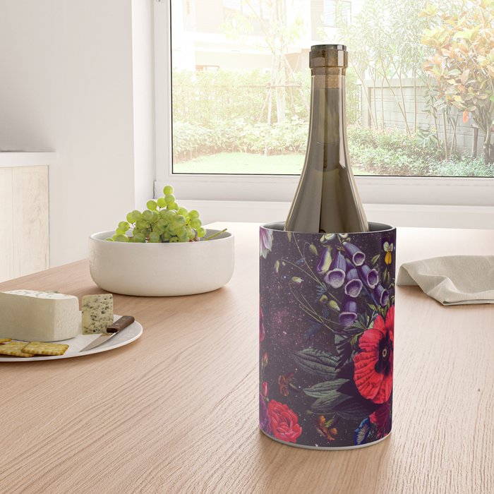 Astro Garden - Space, Stars, Purple, Red, Pink, Blossom, Vibrant, Flower Garden Wine Chiller Gallery Image 4