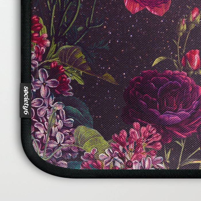 Astro Garden - Space, Stars, Purple, Red, Pink, Blossom, Vibrant, Flower Garden Laptop Sleeve Gallery Image 3