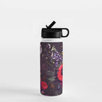 Astro Garden - Space, Stars, Purple, Red, Pink, Blossom, Vibrant, Flower Garden Water Bottle Gallery Image 1