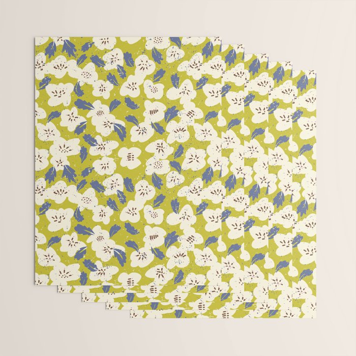 Bold flowers in my garden on yellow green Wrapping Paper Gallery Image 3