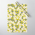 Bold flowers in my garden on yellow green Wrapping Paper Gallery Image 1