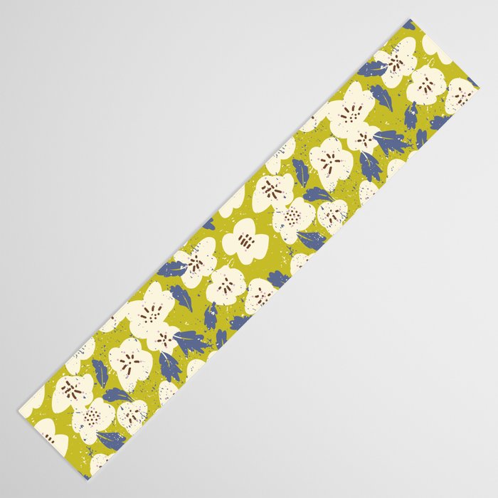 Bold flowers in my garden on yellow green Table Runner Gallery Image 3